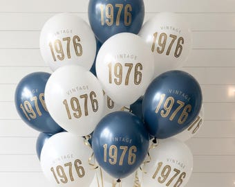 50. Geburtstag Luftballons Vintage 1976 — Latex Meilenstein Party Dekorationen — Schwarz Marine Weiß