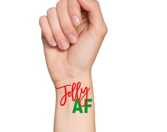 Jolly AF, Tattoo, Christmas Party Tattoo, Temporary Tattoo, Christmas Party Favor, Christmas Party Decoration, Christmas Tattoo, Jolly