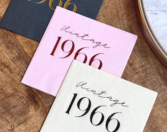 60th Birthday Servietten Vintage 1966 — Foil Stamped Cocktail — Party Decor