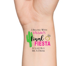 Bachelorette Tattoos, Final Fiesta Bachelorette, Bachelorette Party Tattoo, Last Fiesta Tattoo, Bachelorette Party Favor, Hen Party Tattoo