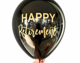 Happy Retirement Balloons - Black White Gold - Retirement Party Decorations - Latex