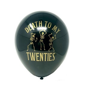 Balon „Śmierć moim dwudziestolatkom” | Dekoracje na 30. urodziny | Akcesoria na imprezę w stylu gotyckiego szkieletu | 12-calowy balon lateksowy na 30. urodziny