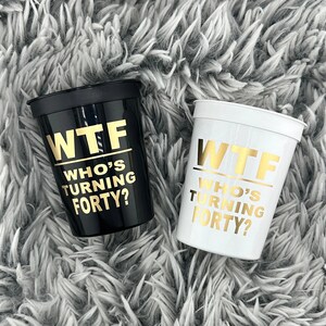 WTF Who's Turning Forty Foil Stamped Cocktail Napkins — Funny 40th Birthday Party Decor image 6