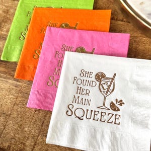 Tovaglioli Main Squeeze – Decorazioni per addio al nubilato Aperol Spritz, tovaglioli per cocktail per addio al nubilato, colori lamina personalizzati