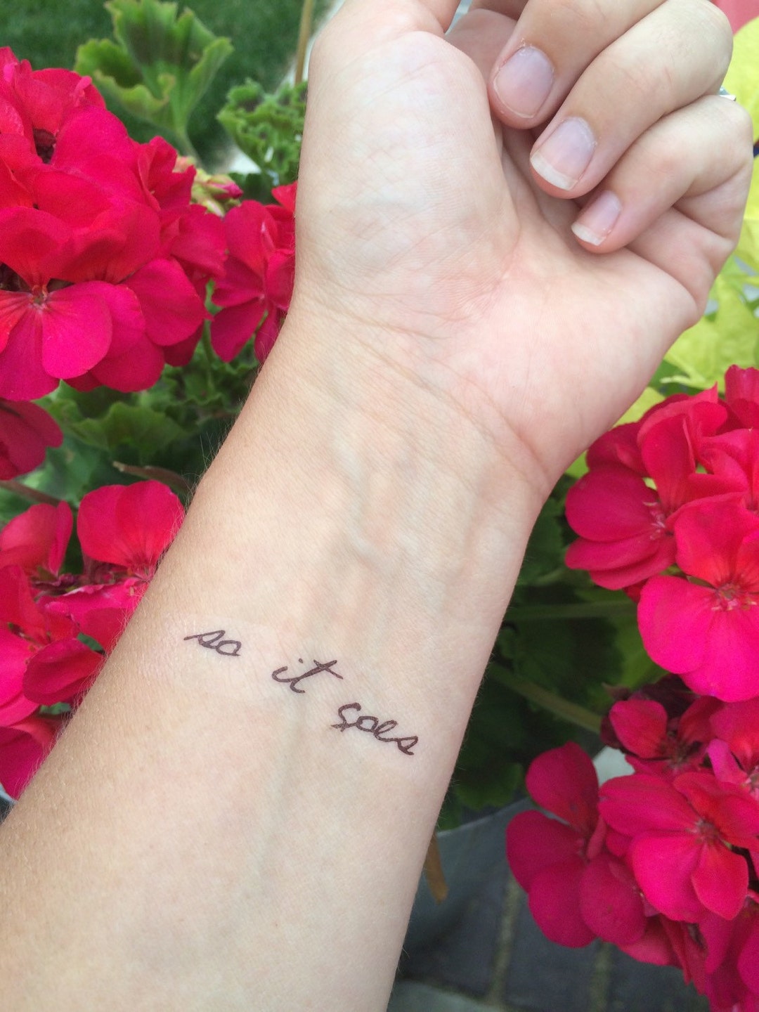 So It Goes, Inspirational Tattoo, Quote Tattoo, Temporary Tattoo, Fake