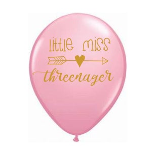 Little Miss Threenager, 3rd Birthday Balloons, 3rd Birthday For Her, 3rd Birthday Decorations, 3, 3rd Birthday Party Decor, Pink, Latex,