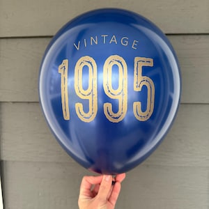 Vintage 1995 30th Birthday Balloons: Navy, Black or White, Latex Party Decorations