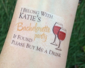 Tatuajes temporales de vino para despedidas de soltera: recuerdos de fiesta - Tinta