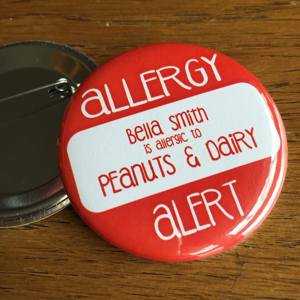 Allergy Pin, Safety ID, Allergy Alert, Allergy Patch, Allergy Button, Epipen, Allergy Tag, Peanut Allergy, Dairy Allergy, Gluten Allergy,nut