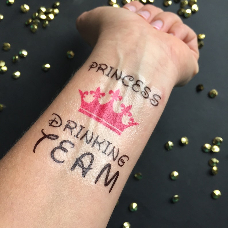 Princess Drinking Team, Princess Birthday Party, Princess Bachelorette Party, Princess Party, Crown, Princess Bachelorette, Temporary Tats image 2