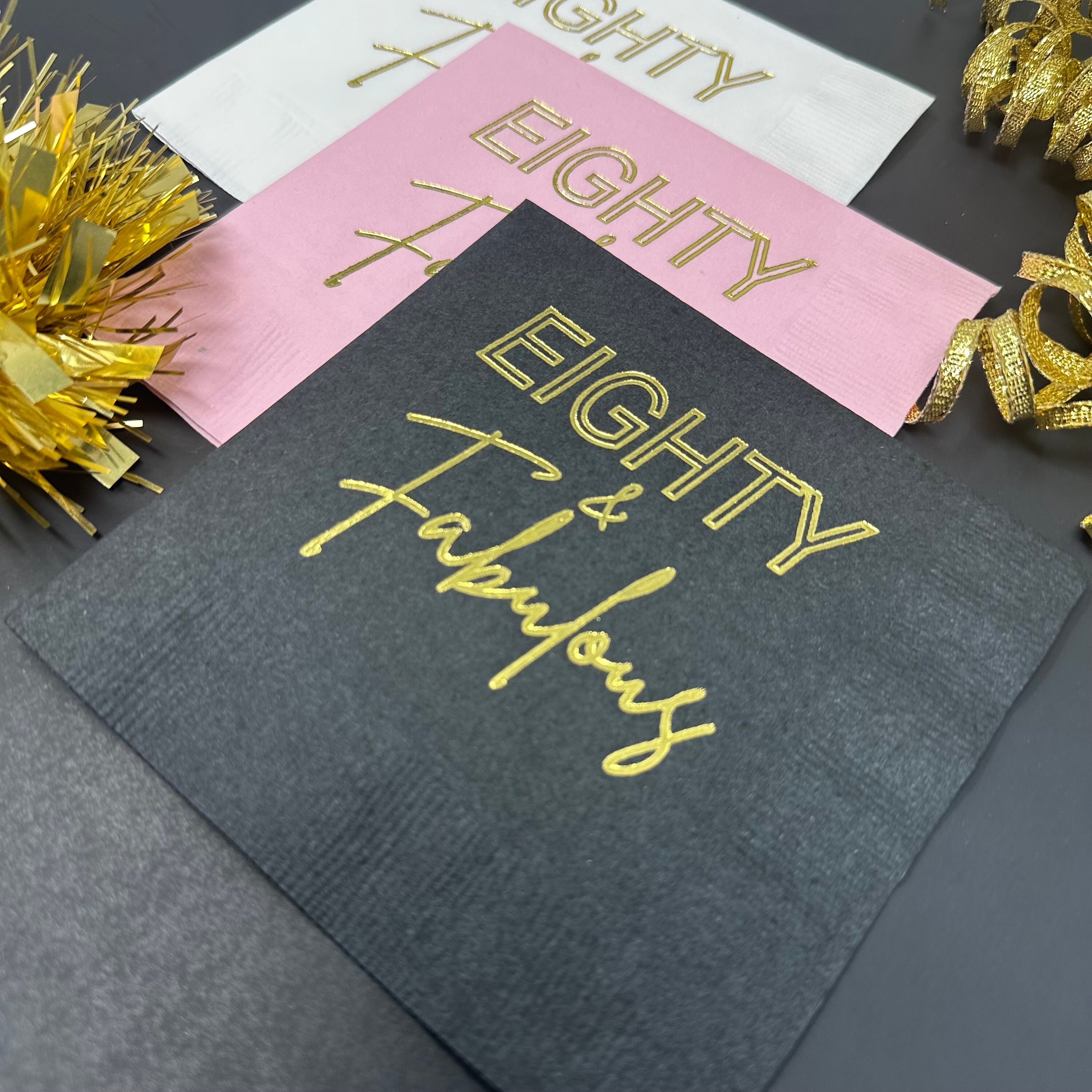 10x Gold Sparkle Paper Plates For 80th Birthday - Santex Luxury Age 80 Party Plates (22.5cm)