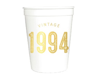 Vintage 1994, 30th Birthday Cups, 30th Birthday Decorations, 30th Birthday Party Cups, 30th Birthday for Him or Her, Dirty Thirty, Set of 10