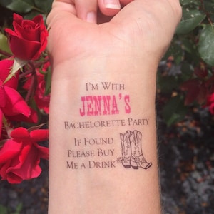 Bachelorette Party Temporary Tattoos – Boots and Bling Western Bridal Party Tattoos for Rodeo, Birthday & Girls Night Out