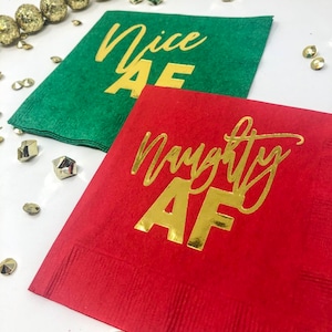 Weihnachten Servietten, Frech AF, Nette AF, Weihnachten Party Dekor, hässliche Pullover Partydekoration, Urlaub Party Servietten, Grün, Rot