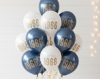 Palloncini per il 60° compleanno: Vintage 1966 - Decorazioni per feste - Lattice blu navy, nero, bianco