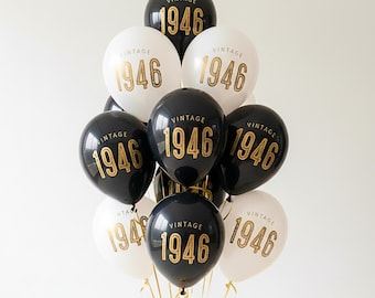80th Birthday Decorations: Vintage 1946 - Party Balloons - Milestone Decor - Latex