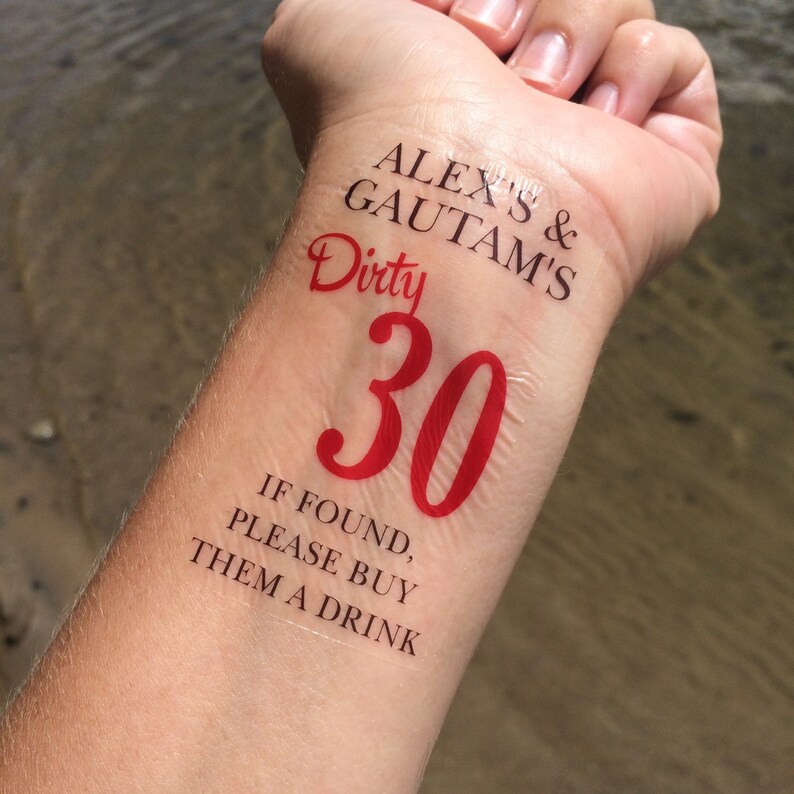 Dirty 30 30th Birthday Fake Tattoo Temporary Tattoo Etsy