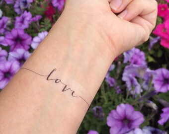 Love Tattoo, Arm Tattoo, Temporary Tattoo, Fake Tattoo, Birthday Gift, Inspirational Tattoo, Boho Tattoo, Festival, Valentines Day