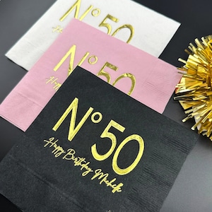 Benutzerdefinierte Geburtstags-Servietten - personalisierte Hot Foil Stamped Cocktail-Servietten für Couture Themed Party Decor