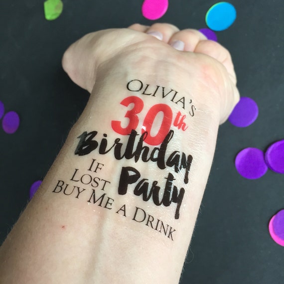 30th Birthday Tattoo Personalized Tattoo Temporary Tattoo Etsy