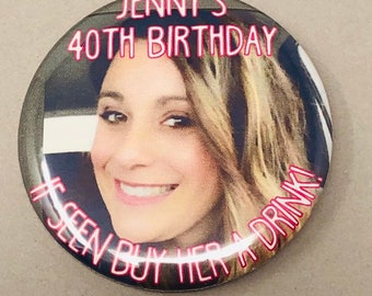 Birthday Buttons, Custom Birthday Pin, Birthday Pins, Birthday Badges, Face Pins, Face Buttons, Birthday Party Favors, Birthday Party Button