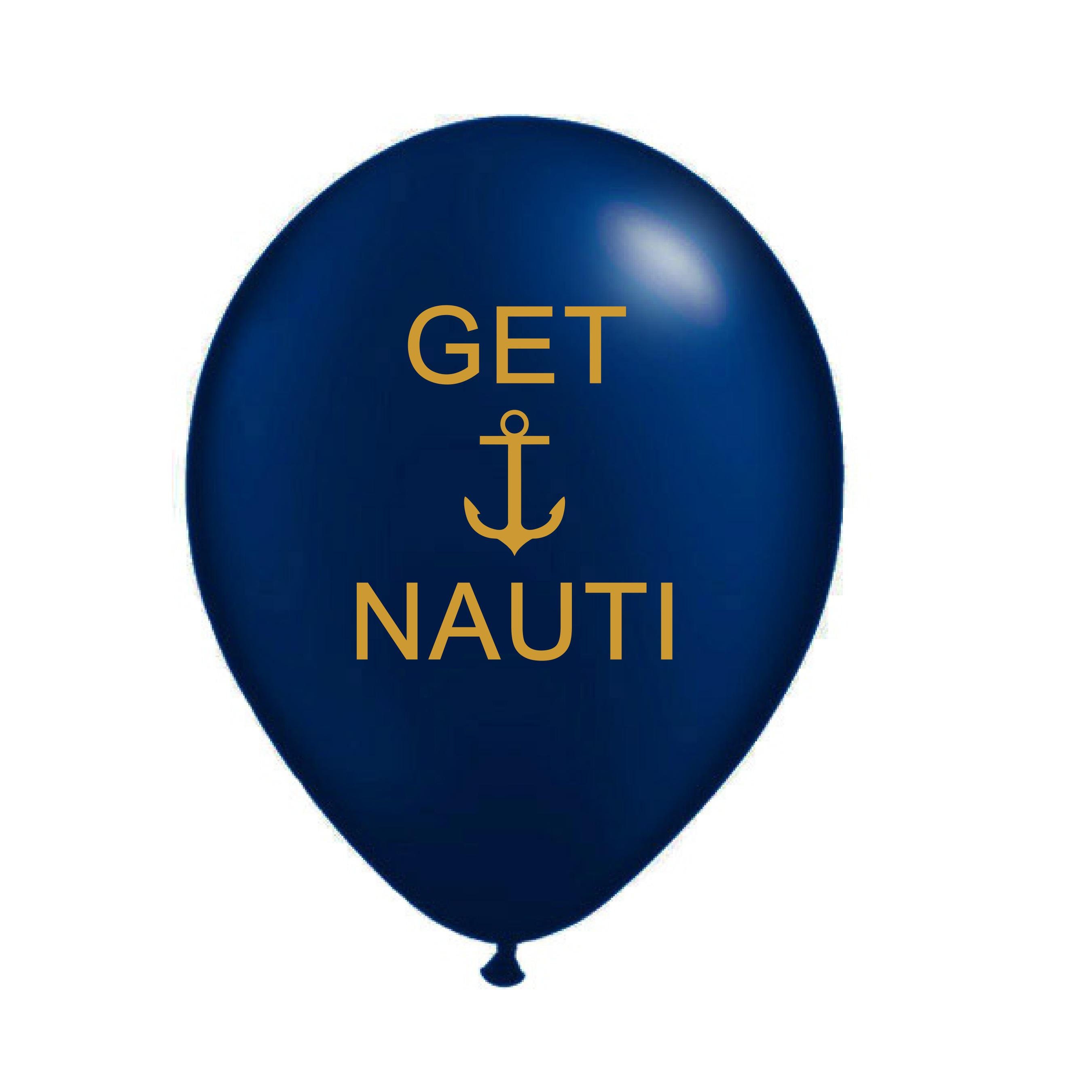 Get Nauti Balloons, Bachelorette Balloons, Nautical, Boating Party  Supplies, Nautical Party Decor, Balloon with Anchor, Latex Navy and Gold