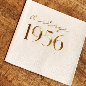 Vintage 1956 foil napkins for 70th birthday milestone celebration