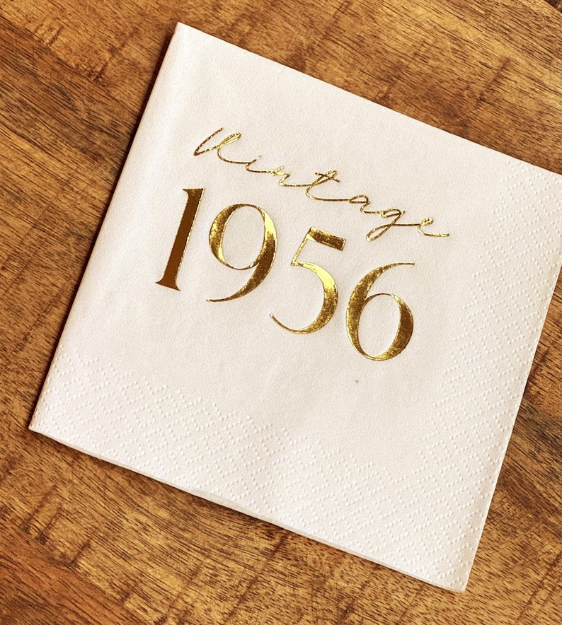 Vintage 1956 foil napkins for 70th birthday milestone celebration