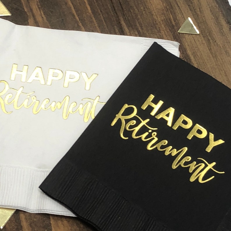 Retirement Party Napkins Retirment Decor Happy Retirement Etsy