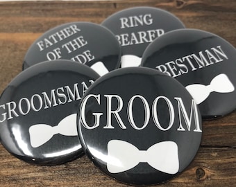 Bridal Party Pins, Wedding Party Title Pins, Name Tags, Bridal Party, Wedding Party, Pins, Buttons, Bridal Shower Pins, Groom Pins