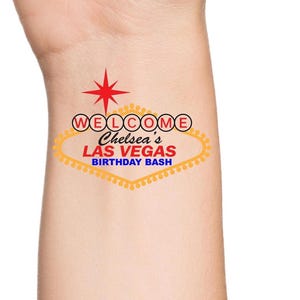Tatuaje temporal de Las Vegas, recuerdos de fiesta en Las Vegas, accesorio divertido para cumpleaños y despedidas de soltera