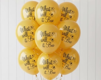What Will It Bee Balloons: Gender Reveal - Baby Shower Decor -Gold Latex
