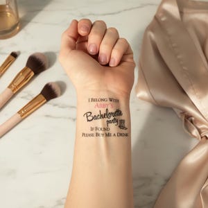 Cowgirl Bachelorette Party Temporary Tattoo: Boots, Buy Me A Drink -Ink Tat shown in an AI-generated listing photo