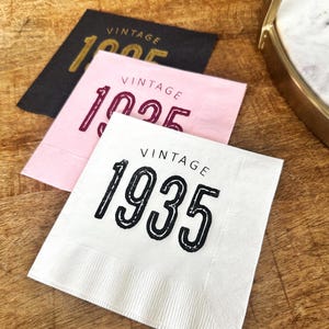 Vintage 1935 Cocktail Napkins: 90th Birthday Party Decor