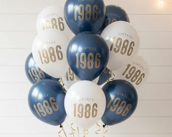 40. Geburtstag Luftballons Vintage 1986 — Latex Meilenstein Party Dekorationen — Schwarz Marine Weiß