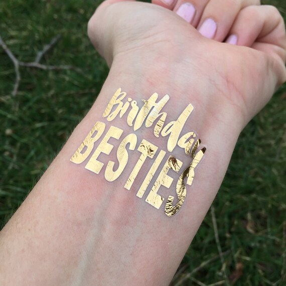 Geburtstagsgeschont Gold Birthday Tattoo Temporares Tattoo Etsy