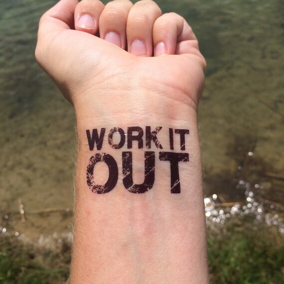 Work It Out Tattoo Running Temp Tattoo Fake Tattoo Etsy