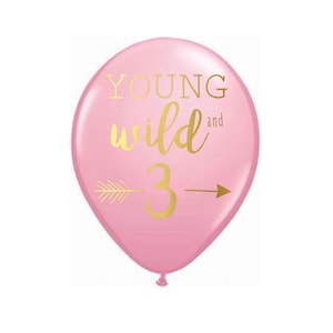3rd Birthday Balloons, Young Wild And Three,  3rd Birthday Decor, 3rd Birthday Decorations, Boho Birthday, 3, Latex Balloon