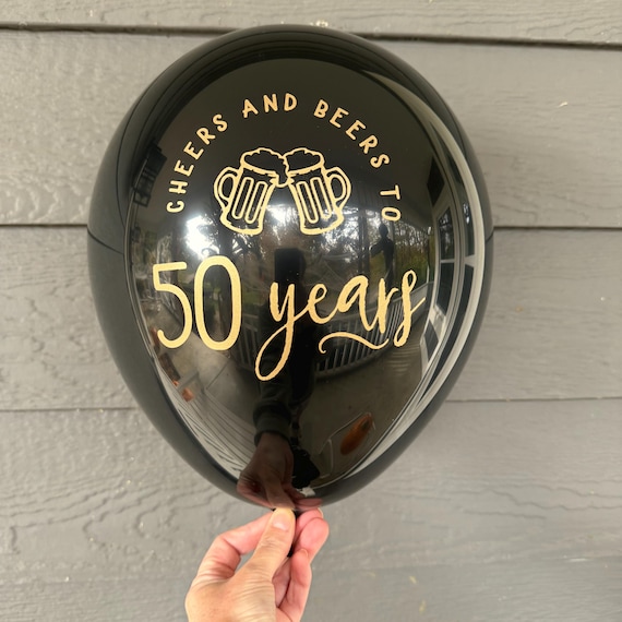 Cheers and Beers 50th Birthday Balloons Black Gold Party Decor Milestone Gift for Him