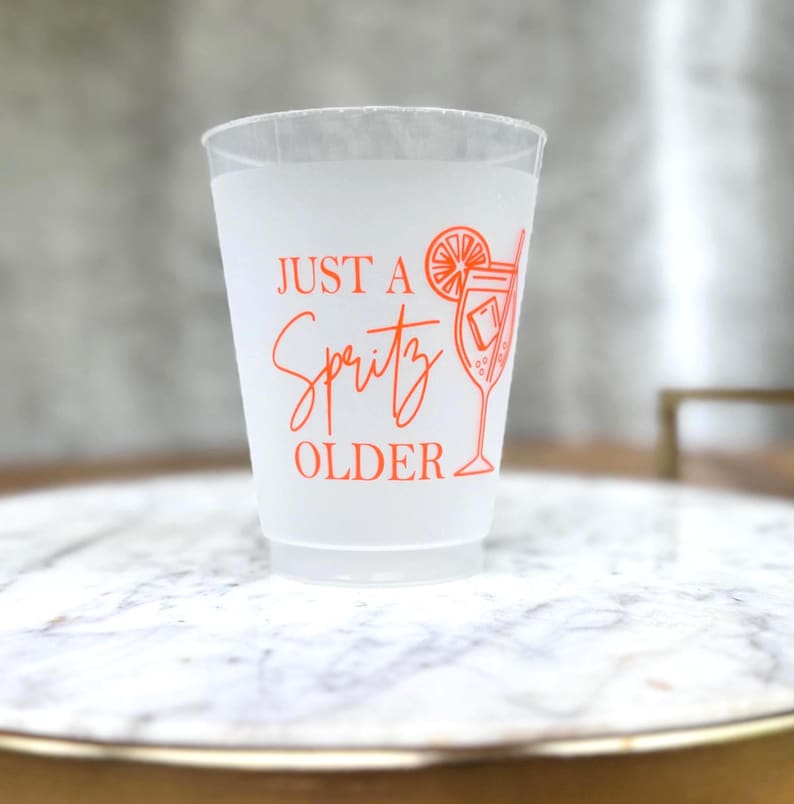 Just a Spritz Older Frosted Birthday Cups — Aperol Spritz Party Cup 16oz image 3