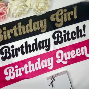 Retro Birthday Sash: 70s Font - Glitter or Solid Vinyl - Satin - Gift Box Included image 5
