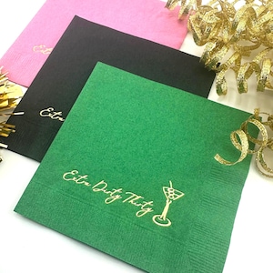 30th Birthday Napkins - 30th Birthday Party Decorations, Extra Dirty Thirty Martini Theme, Hot Foil Stamped Cocktail Napkins for Celebration