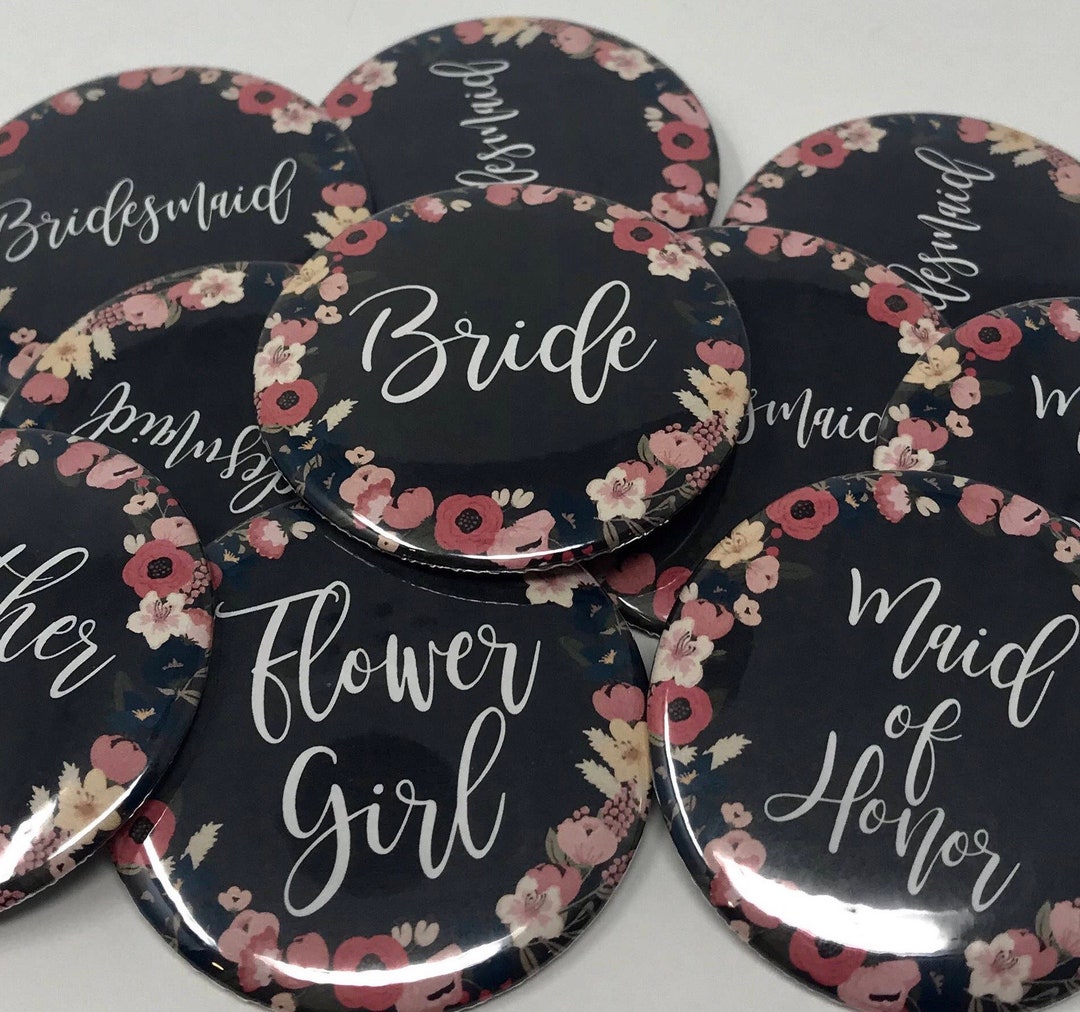 Bridal Party Pins Wedding Party Title Pins Name Tags Bridal Etsy