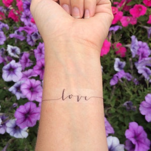 Love Tattoo, Arm Tattoo, Temporary Tattoo, Fake Tattoo, Birthday Gift, Inspirational Tattoo, Boho Tattoo, Festival, Valentines Day image 2