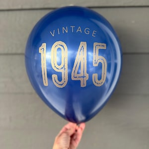 80er Jahre Party Dekor - Vintage 1945 Luftballons - 80er Geburtstag Dekorationen in Schwarz, Marineblau oder Weiß