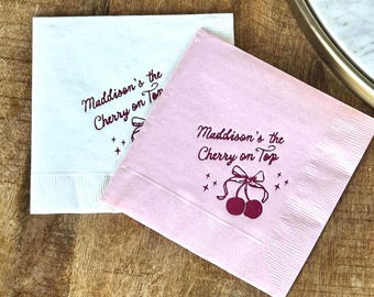 Custom Cherry on Top Napkins:  Personalized Foil Stamped Table Decor