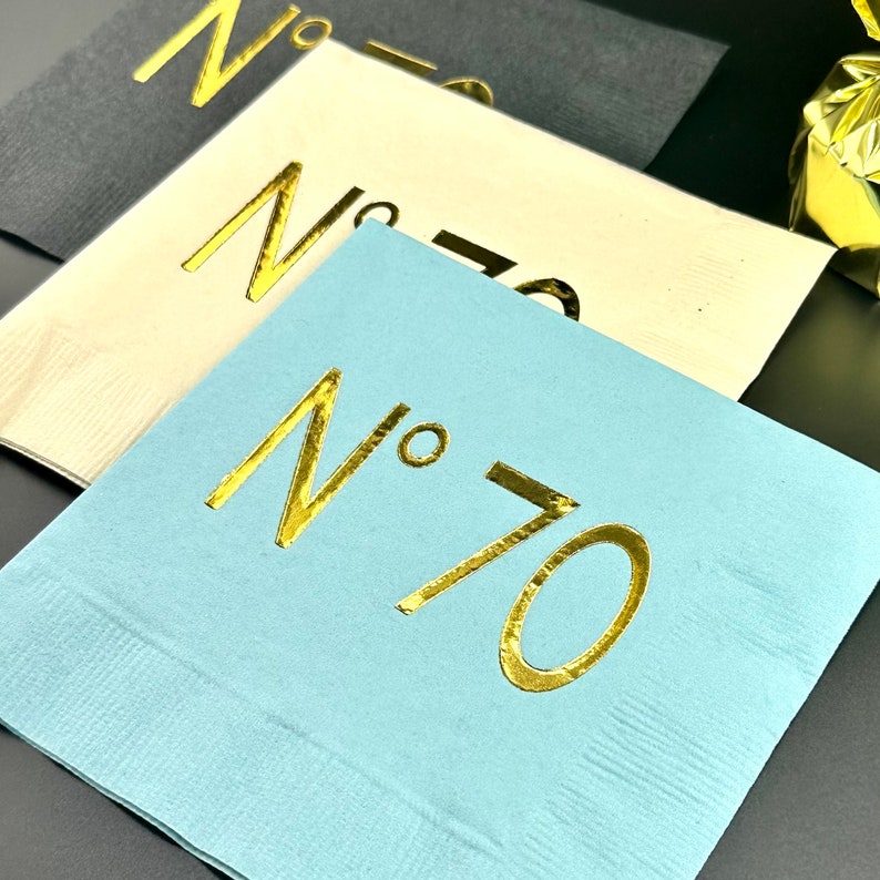 70th Birthday Napkins- No 70 Couture Theme - Foil Stamped - Party Decorations image 6