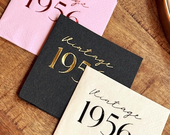 Tovaglioli per il 70° compleanno: decorazioni per feste vintage del 1956 - vari colori - set da 20+