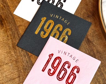 60th Birthday Napkins - Vintage 1966 - Foil Stamped Party Decor, 3-Ply
