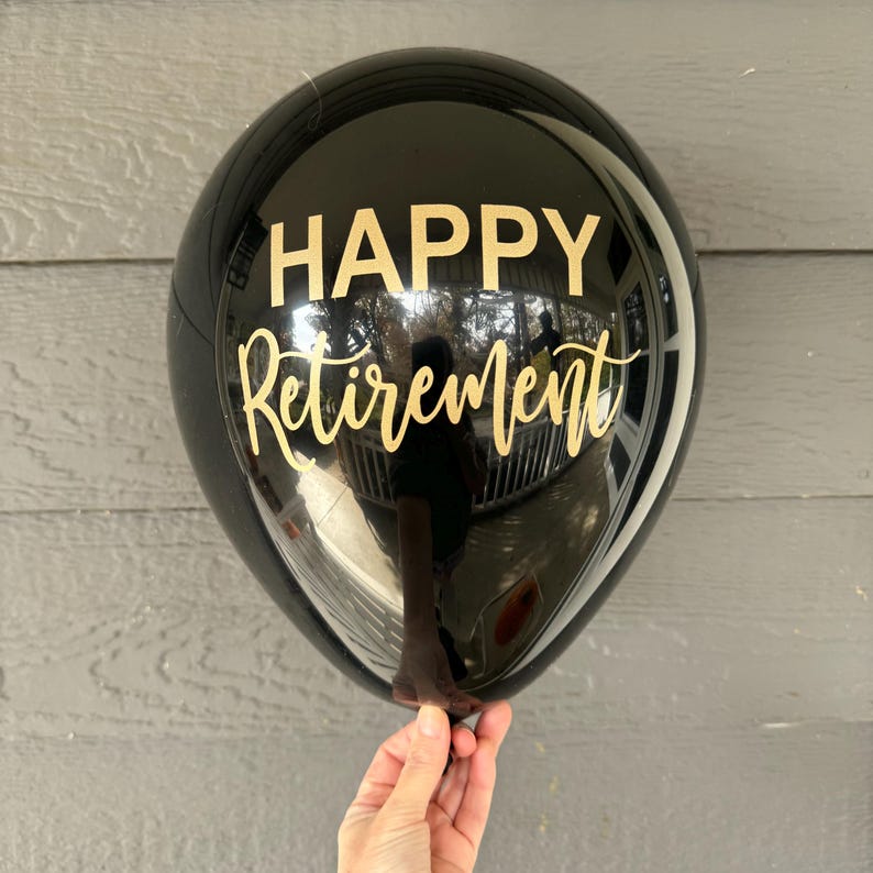 Happy Retirement Balloons - 12 Inch Latex Party Decorations - Black White Gold image 5
